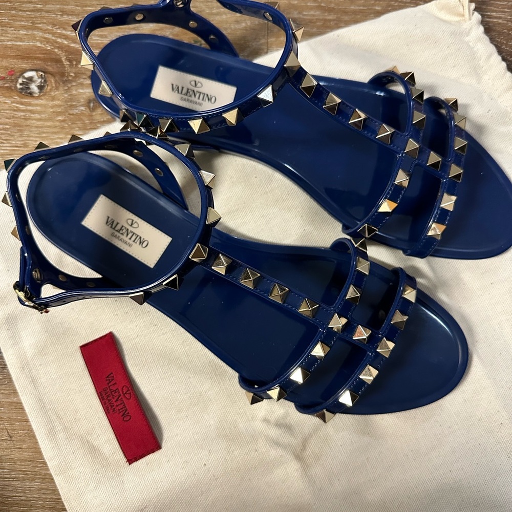 Valentino Blue Studded Gladiator Sandals